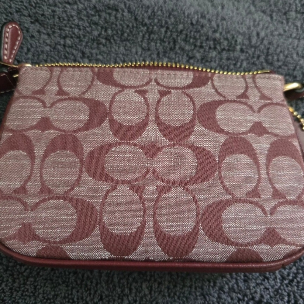 NWOT COACH CR293 Mollie 25 Denim Chambray "WINE" Tote Bag & Nolita 15 Wristlet - Picture 9 of 11